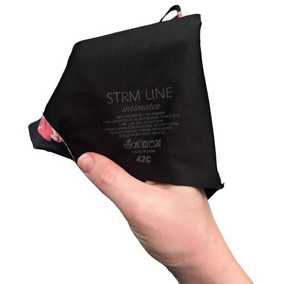 NWT STRM LINE Black Floral Wirefree Bra Size 42C - Picture 6 of 6